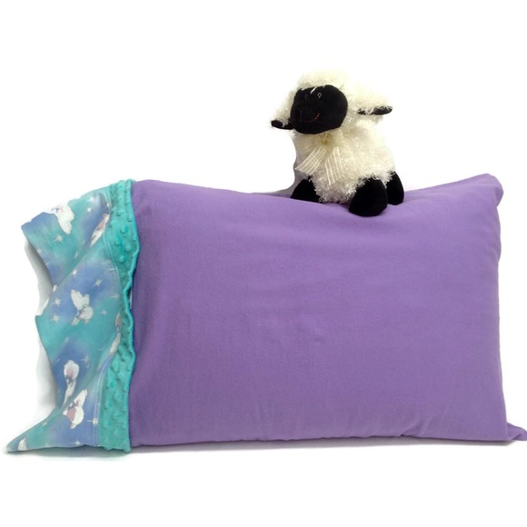 Novelty Pillowcase Bundle: Sleepy Lamb Print with Cozy Soft Plush Curly Lamb - Picture 3 of 4